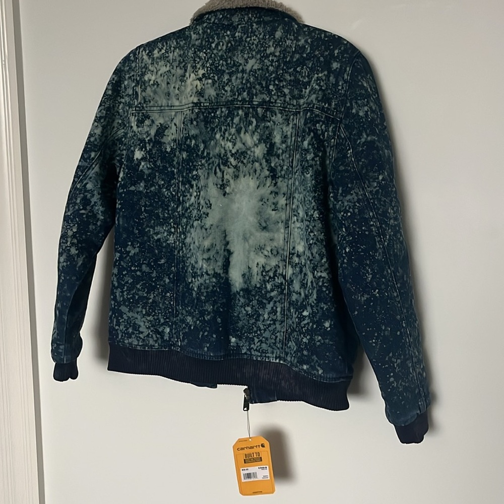 Fall Custom Carhartt Hand-Dyed Veronica Beard Inspired Denim Sherpa Jacket, NWT - Picture 6 of 7